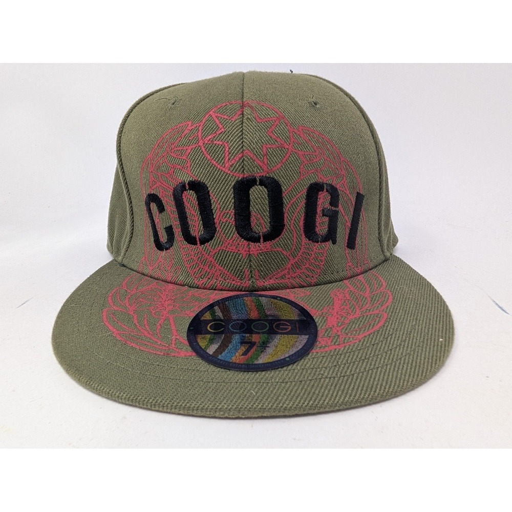 COOGI Hat Cap Fitted Mens 7 1/2 Green Twill Lined Breathable Polyester